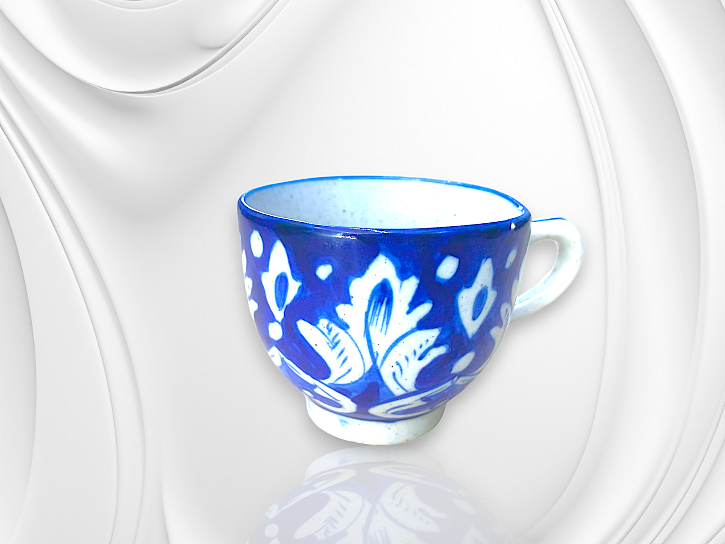 Artisan Blue Pottery Leaf Tea Cups Elevate Your Tea Time Experience