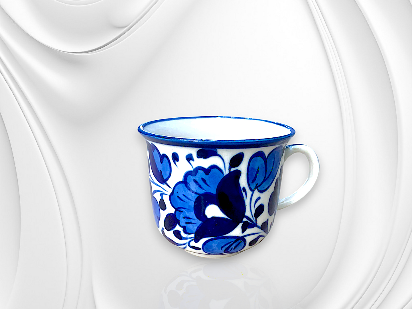 Artisan Blue Pottery Floral Tea Cups Elevate Your Tea Time Experience