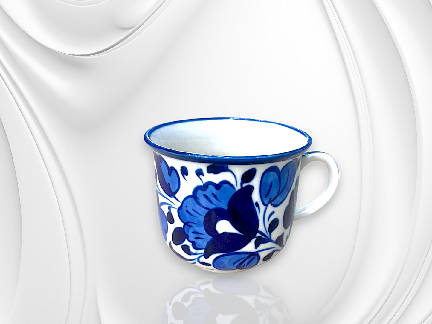 Artisan Blue Pottery Floral Tea Cups Elevate Your Tea Time Experience