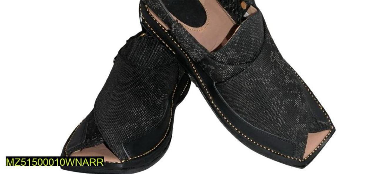 Men's Leather Textured Peshawari Chappal: